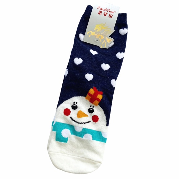 Snowman & Hearts Winter Holiday Multi-colored Cute Socks NWT - Picture 2 of 7
